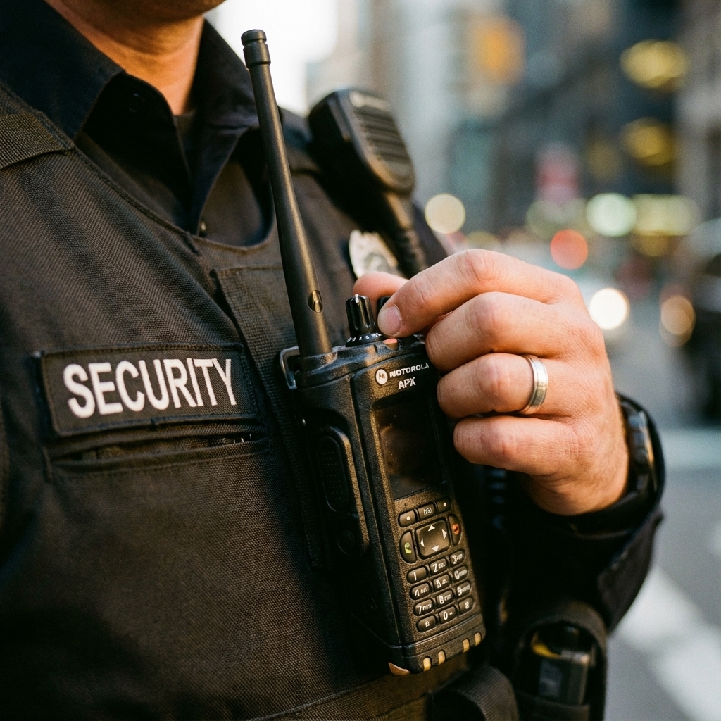 Équipement radio professionnel d'un agent de sécurité